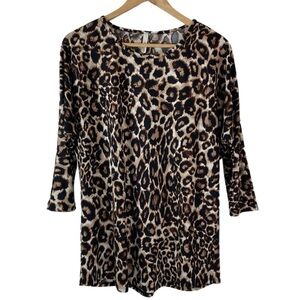 Cezanne leopard print blouse with 3/4 sleeves